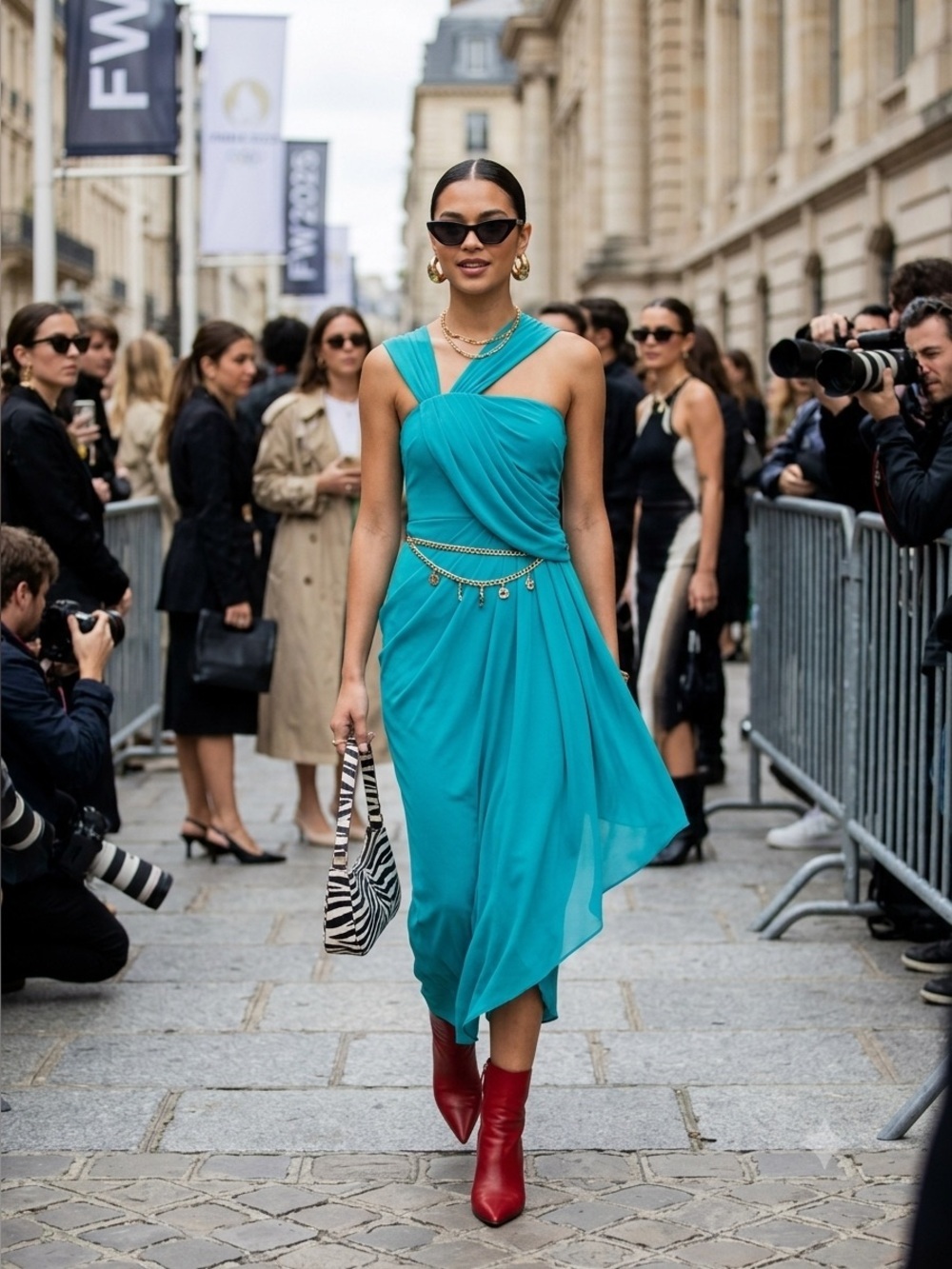 3.1 Phillip Lim Runway Aqua Blue Silk Grecian Asymmetric Gown - US 4 / Small